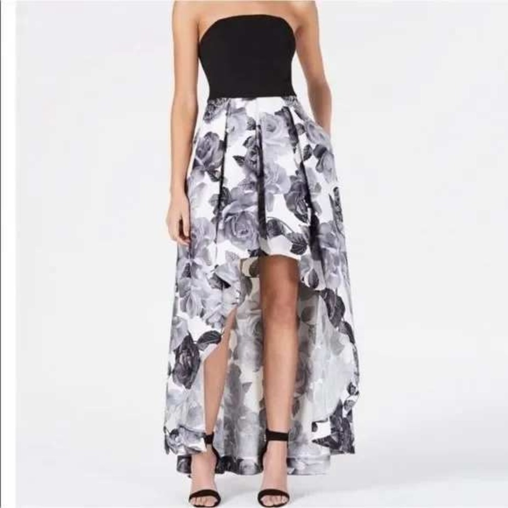 Speechless Size 1 $129‎ Black White Floral High Low Strapless Formal Prom Dress
